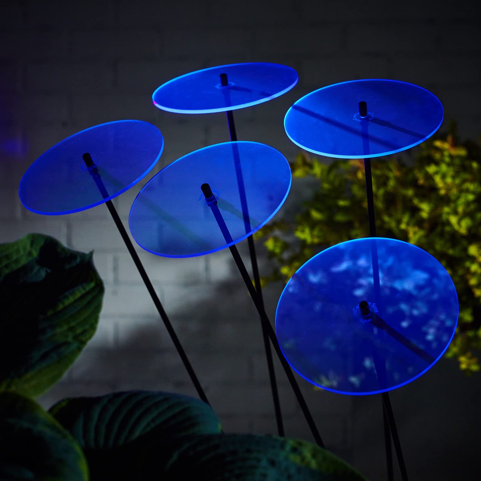 5 Attrape-Soleil Disque Solaire - Décoration Jardin Fluorescente, 25cm - Bleu Fluorescent