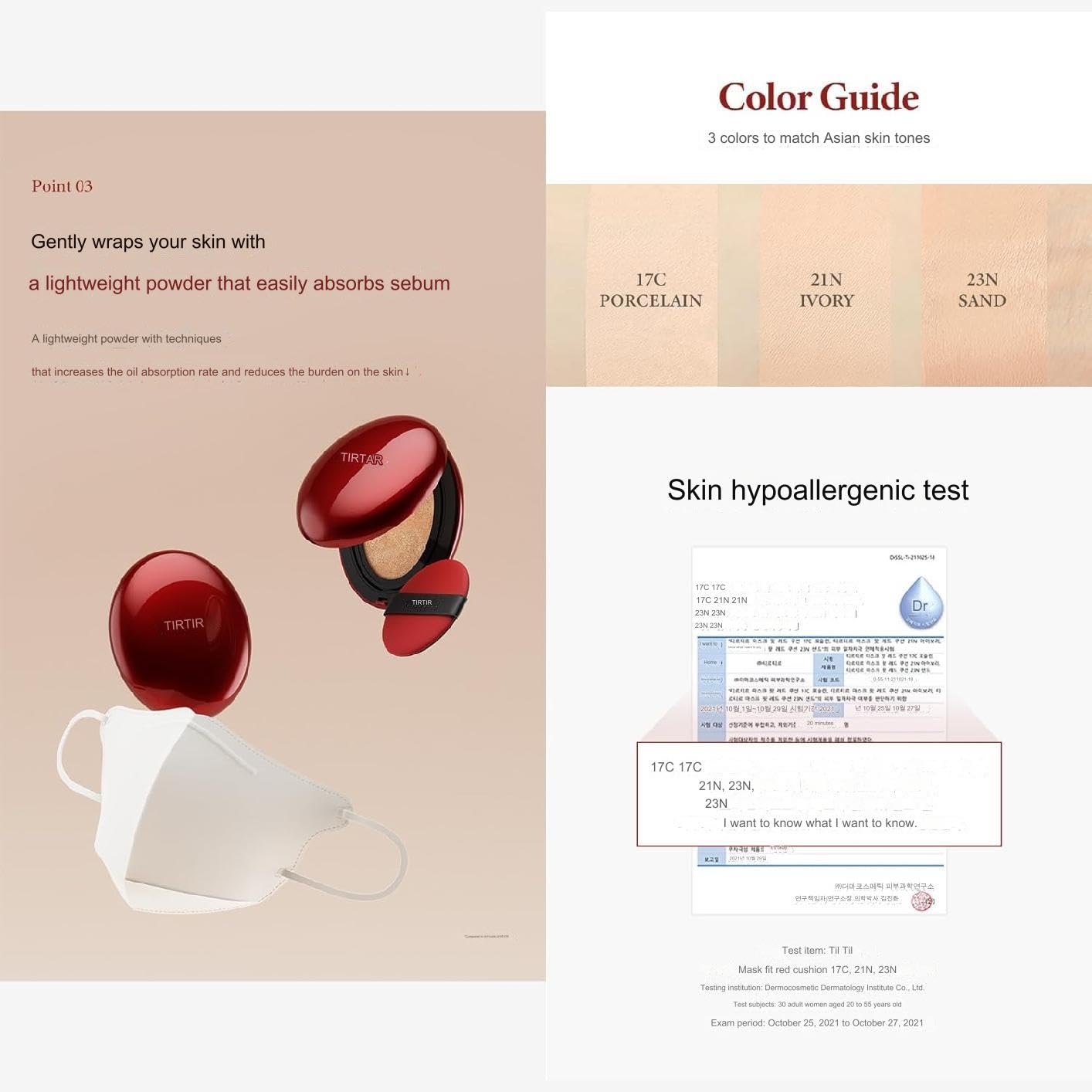 TIRTIR Mask Fit Mini Cushion [Tirutil] Mask Fit Mini Cushion, unità principale, 0,2 oz (4,5 g) ROSSO 21N