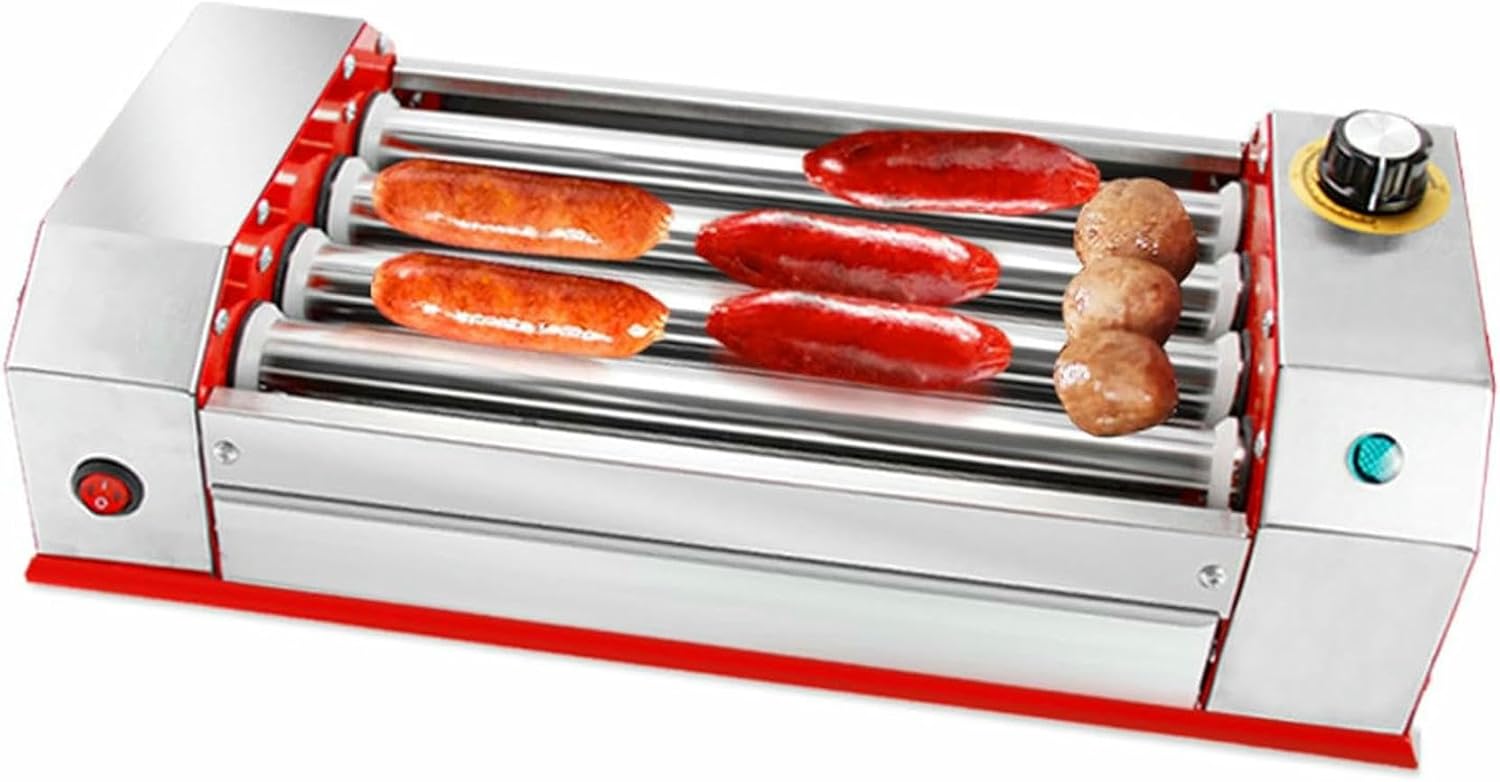 600W Hot Dog Roller Machine, Sausage Grill Cooker, Multi-Function Roller Grill for Convenience Stores, Food Trucks