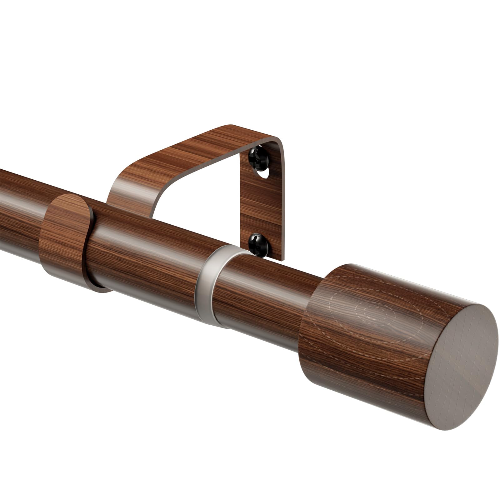 TRAROD Barra de cortina ajustable de 89 a 236 cm, barra de cortina de metal, 25 mm de diámetro, aspecto de madera en marrón, decoración para dormitorio, salón
