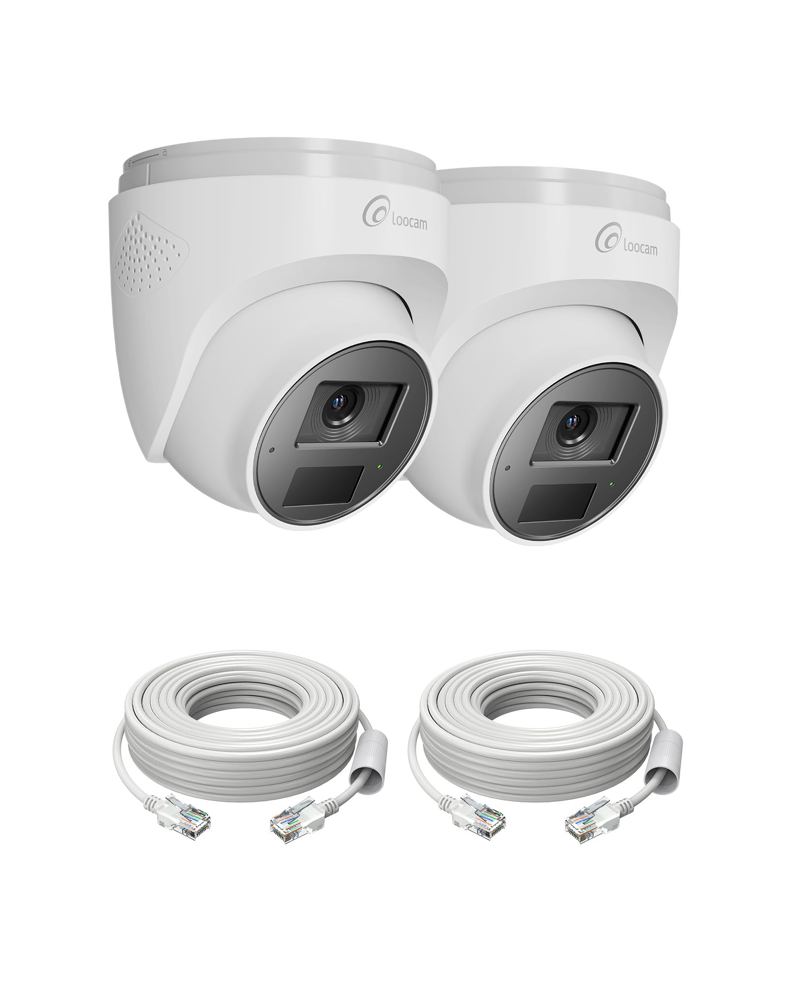 Loocam 2 Pack PoE Add-on 4K 8MP Outdoor/Indoor Surveillance Cameras | AI People Detection, Night Vision, Push Alert, Remote Access, Dome Camera, Only with 4K PoE NVR