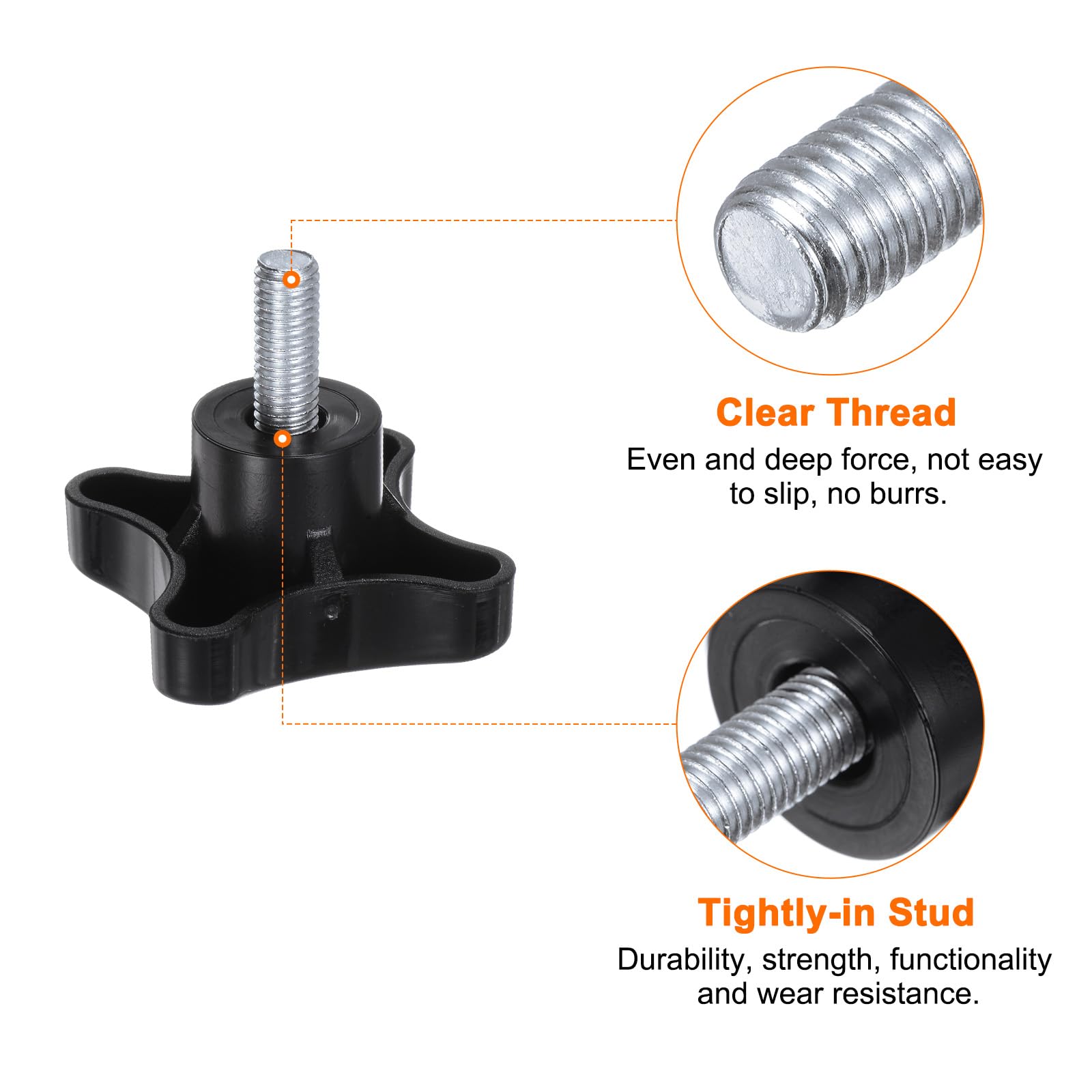 Amazon.com: HARFINGTON 2pcs Star Knobs M8 x 20mm Male Thread