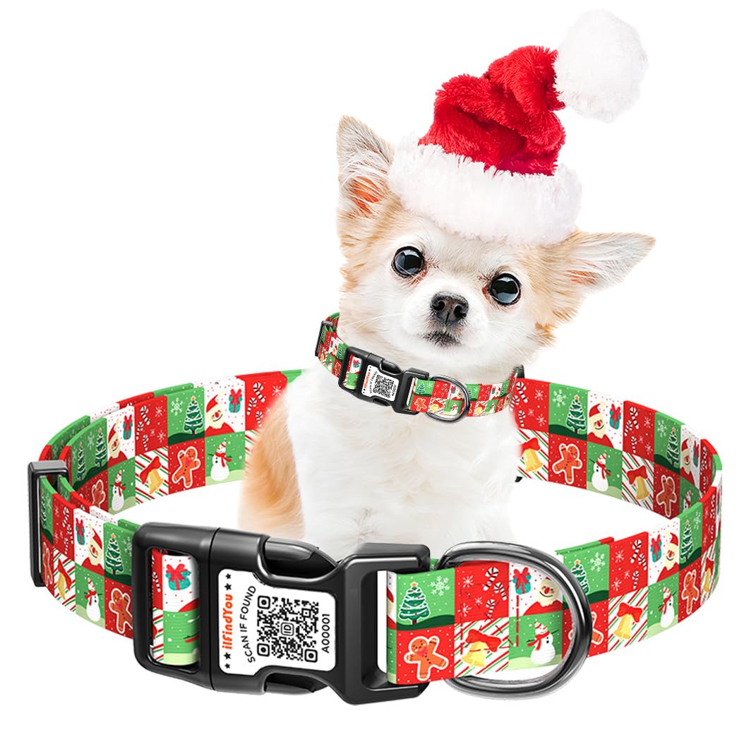 ilFindYou Christmas Dog Collars for Large Dogs Soft Nylon Christmas Pattern Sized L