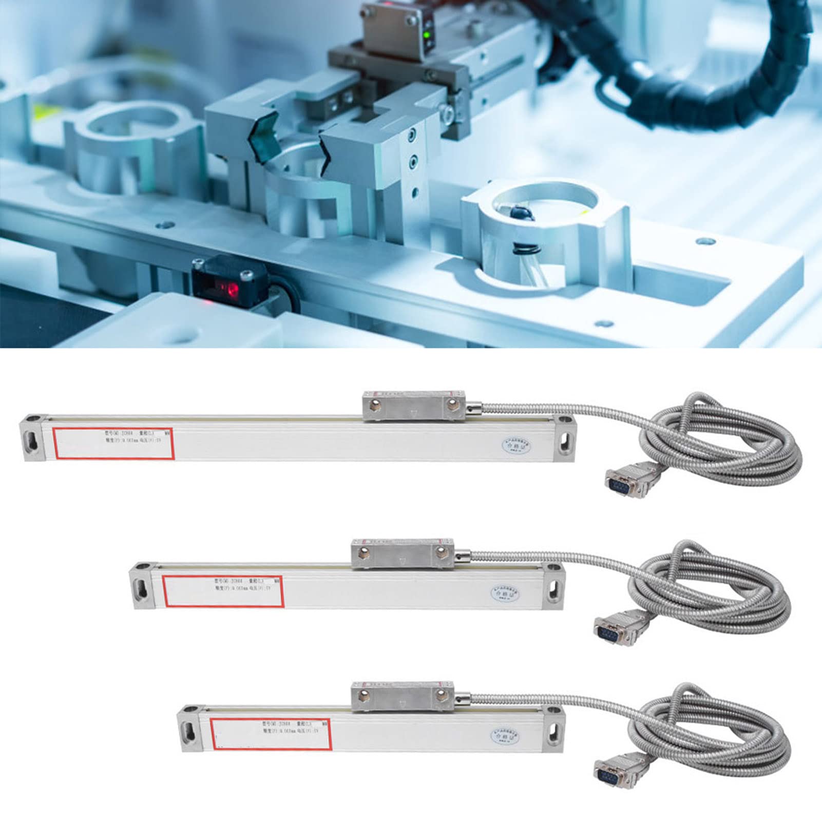 Naroote Codificador de Lectura Digital de Escala Lineal de 3 Piezas, DRO de Resolución de 5 um de Alta Precisión JC800, para Máquinas Herramienta CNC Perfil de Aleación de Aluminio (#1)
