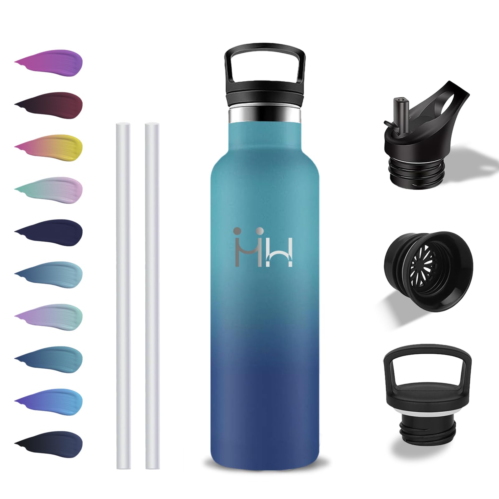 Grsta Insulated Water Bottle, 500ml Water Bottle, BPA Free, Water Bottles with Straw, Leakless, Stainless Steel Water Bottles, Doble Aislamiento, for School, Travel, Camping, Office, Coffee