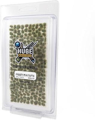 Huge Miniatures Mini Tufts, Frosty Static Grass for Historical Model Miniature Basing by Huge Minis Â– 200+ Self-Adhesive Grass Tufts