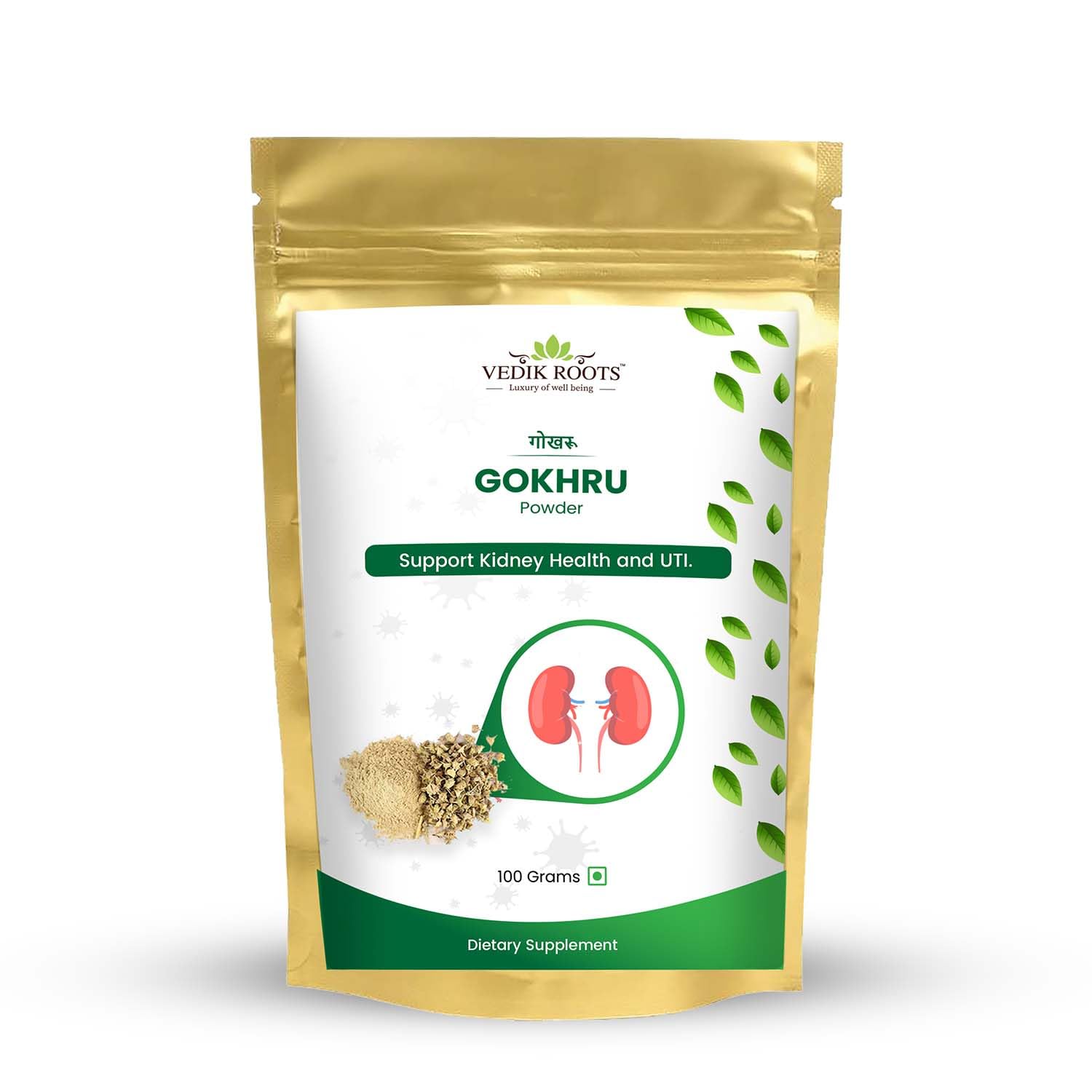 Gokhru Powder - A Natural And Pure Essential Nutrient Rich Remedy For Kidney Health And Urinary Tract Infections(100 GM) (PACK OF 1)