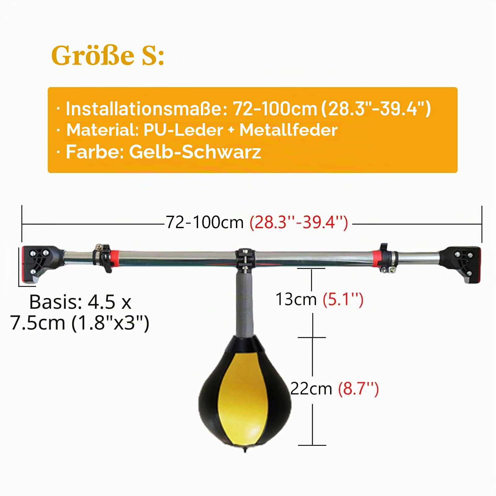Punchingball Speedball Tür-Speed-Boxsäcke, Wandmontierter Boxball mit Verstellbarer Klimmzugstange, Boxset für Türöffnungen Von 72-100cm