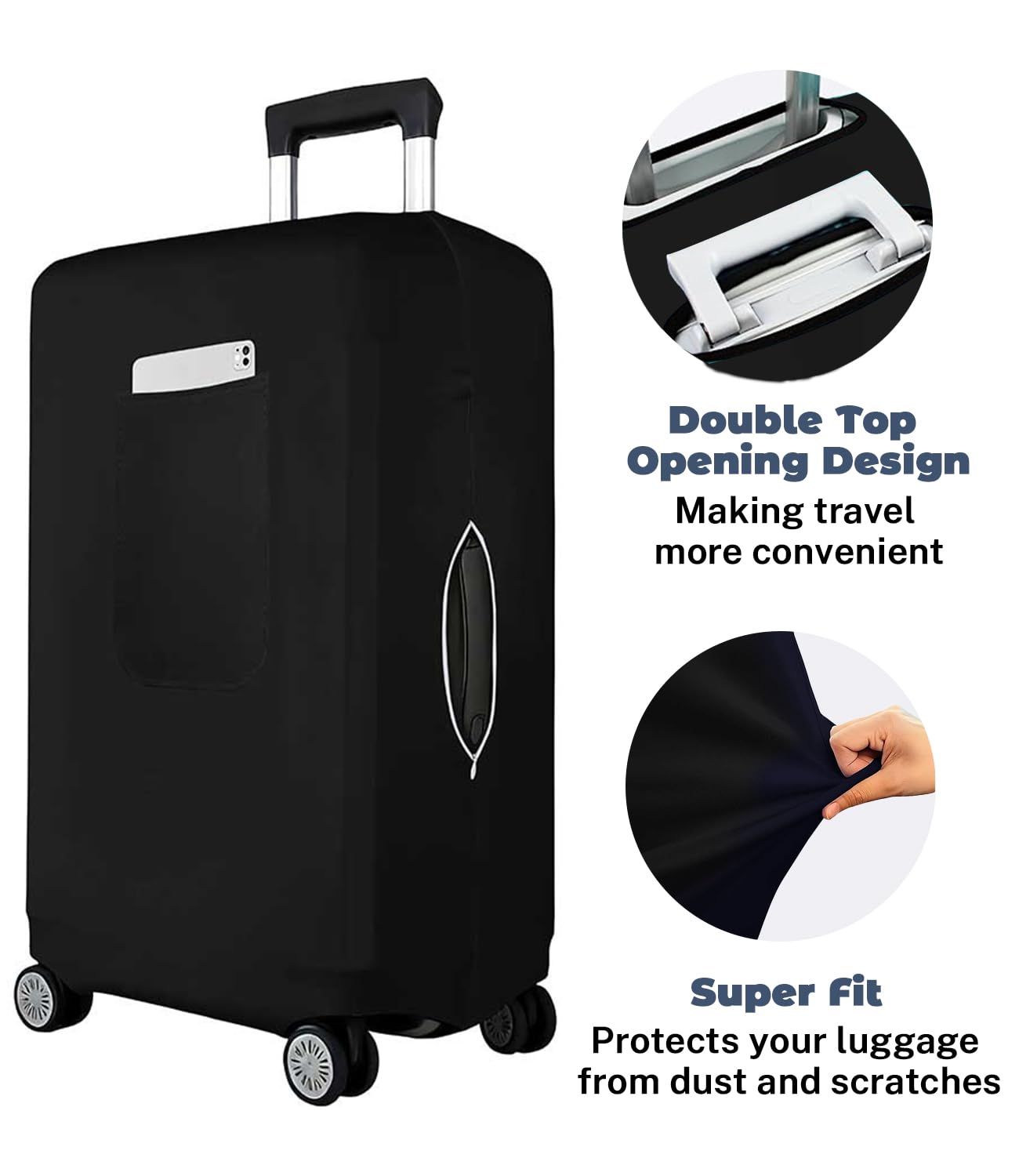 Morbuy Funda para Maletas Elástica, Negro Funda Maleta Cabina Protector Grande, para Cabina de 29-32 Pulgadas, Suitcae Cover con Bolsillo, Lavable, Antirrayaduras