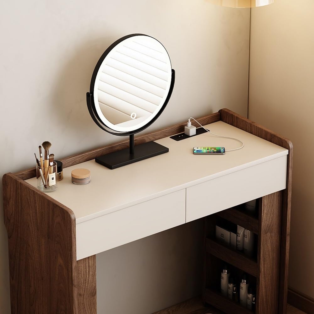 Nowoczesny stół do makijażu – elegancka mała szafka z litego drewna do sypialni stylowa toaletka z miejscem do przechowywania współczesny design dla kobiecych akcesoriów kosmetycznych