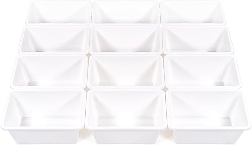 Humble Crew Contenedores de almacenamiento de plástico estándar, juego de 12, blancos, 12" x 9" x 6"