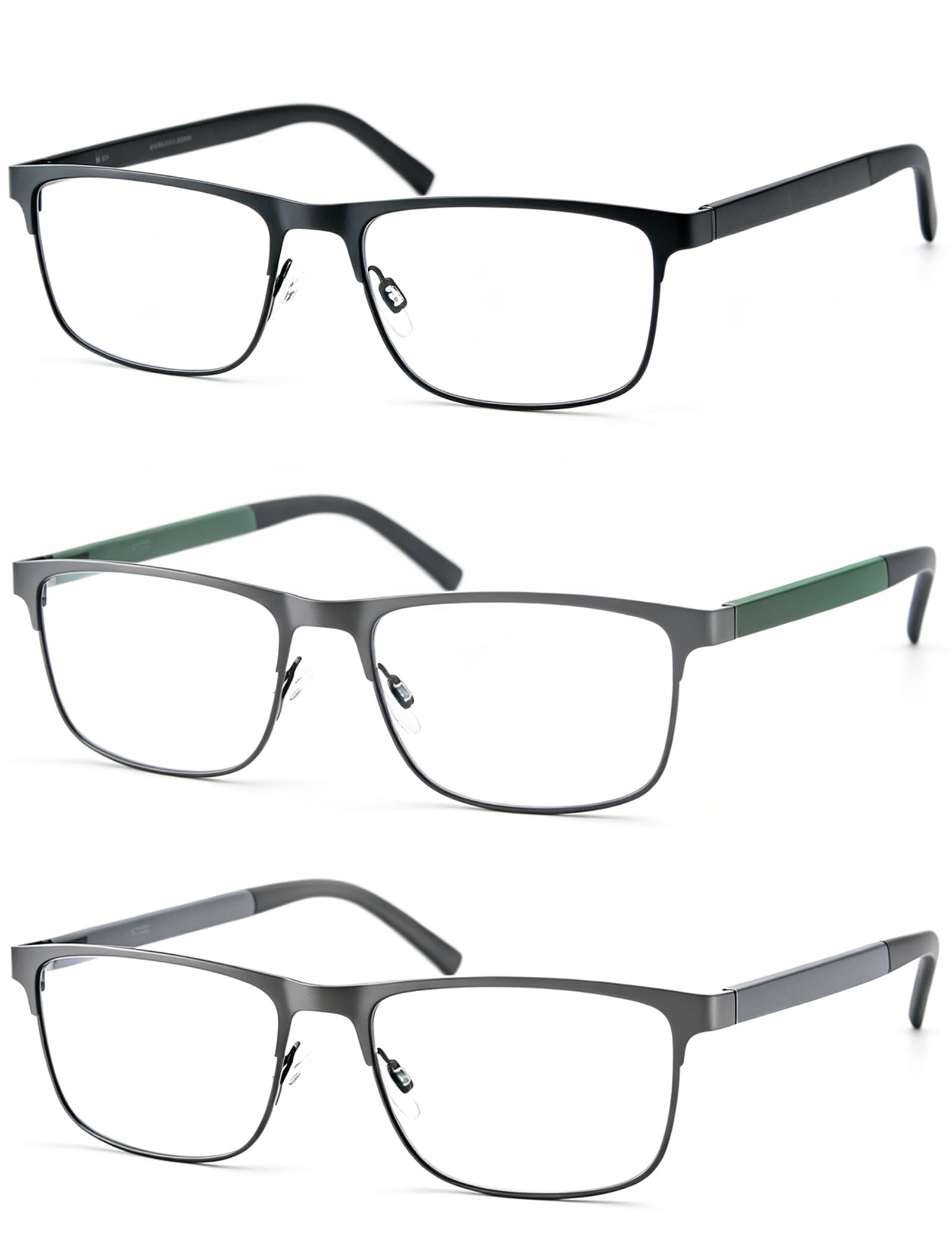 MODFANS 3 Paire de Lunettes de Lecture Anti Lumiere Bleue - Monture Rectangle en Metal