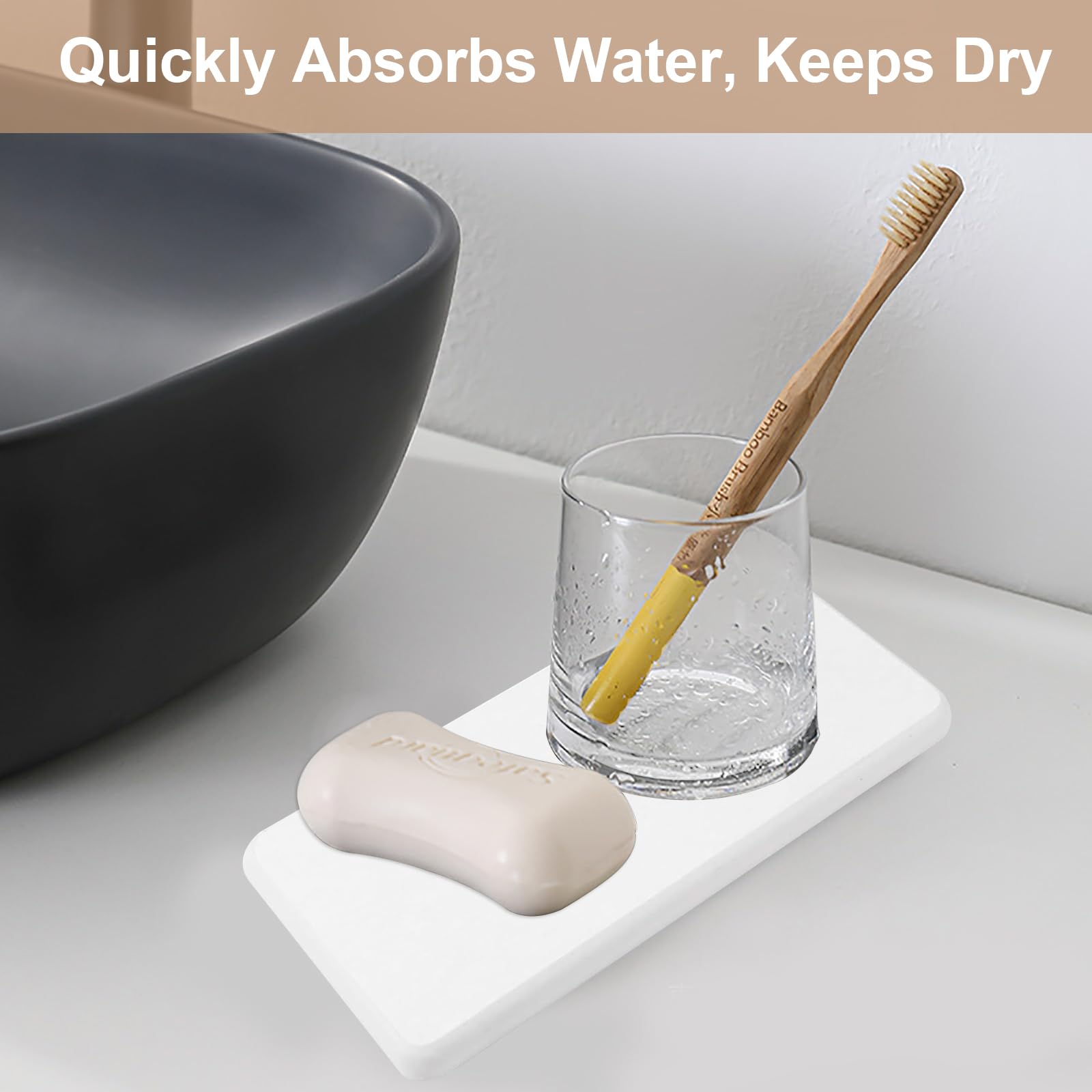 Sottobicchieri In Diatomite - 6 Pezzi Assorbenti, Per Bagno E Cucina, Bianchi