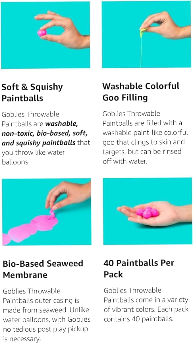 Goblies Throwable Paintballs Super Pack of 80 Throw Like a Ball, Splat Like a Paintball, Pink/Purple