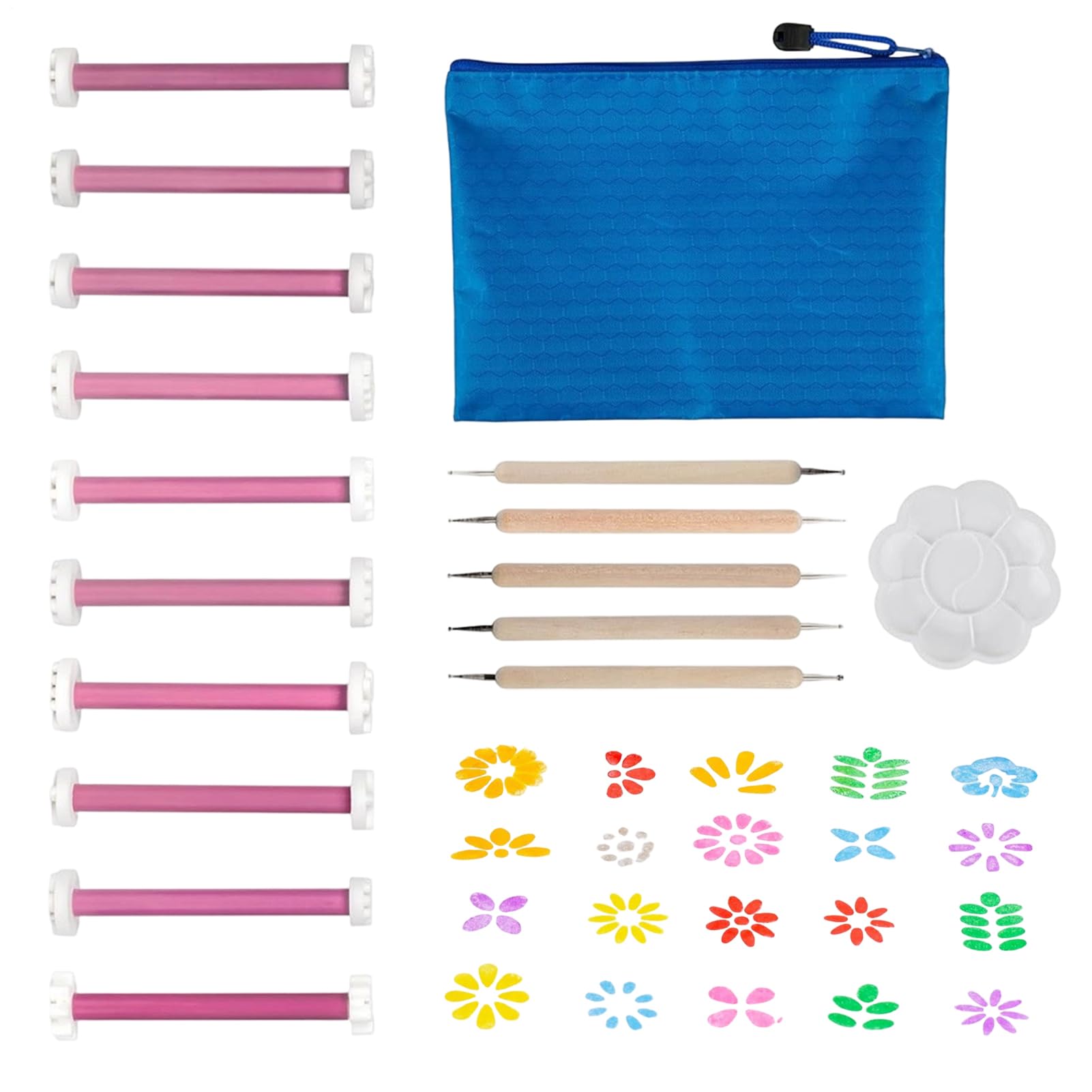 Strumento a petali di fiori per pittura a punti, 20 pezzi di forniture per goffratura, 1 set, kit di penne per puntini, strumenti per pittura a puntini, artigianali precisi, per biglietti