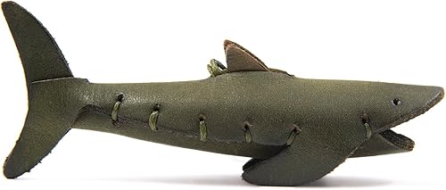 Miniatura 3 de Handmade Leather Shark Keychain, Hanging Charm Accessory for Purse, Bag and Backpacks  100% Genuine Leather, Shark Gift for Shark Lovers (Dark Green)