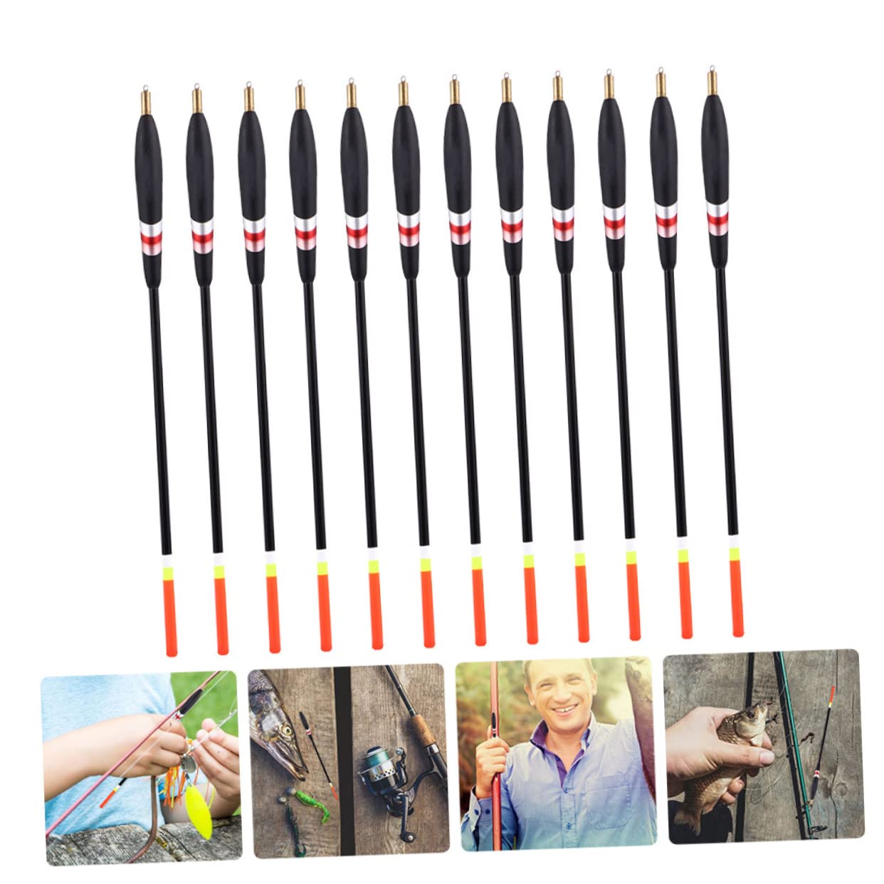 SUPVOX 2 Set - Durevole Attrezzatura da Pesca in Legno Galleggiante per Gli Appassionati di Attrezzatura da Pesca 12 Pezzi * 2