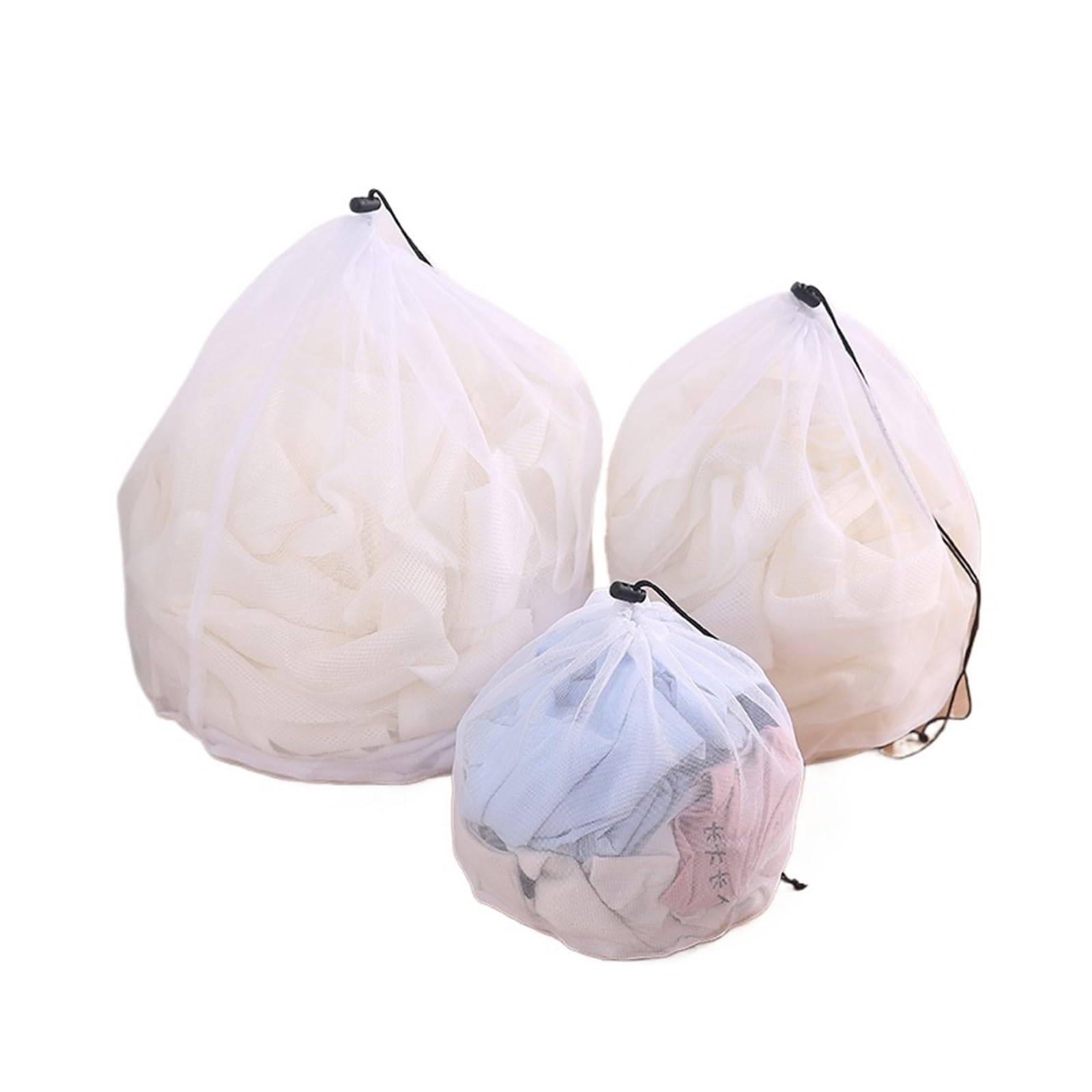 Fdzkrtvm White Honeycomb Mesh Laundry Wash Bag, Mesh Laundry Bags, Multicolor, Drawstring, Zipper For Socks And Delicates