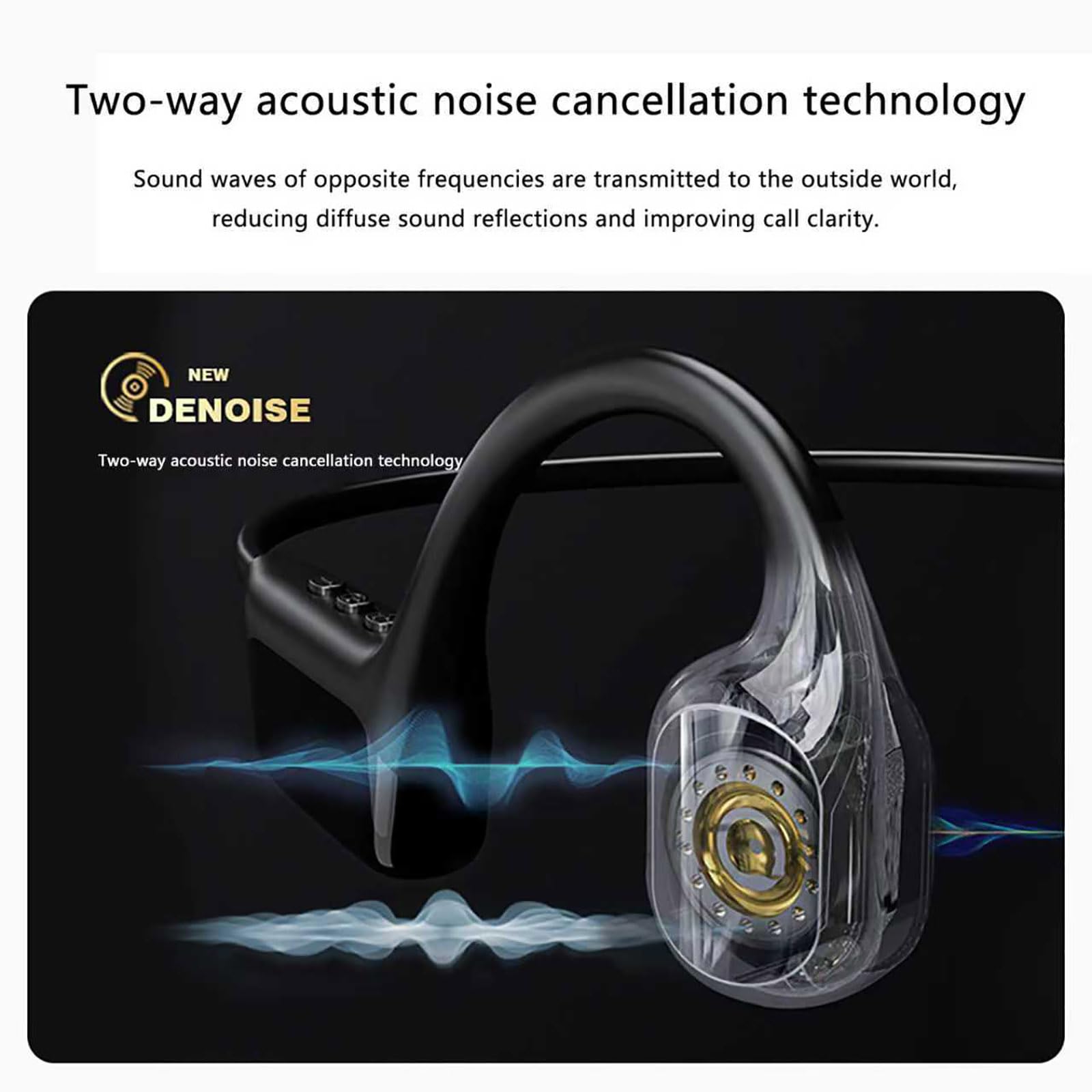 Auriculares MP3 Impermeables para Natación - Clasificación IPX68, Memoria Integrada De 32 GB, Batería De 8 Horas con Pantalla LED, Auriculares Abiertos para Conducir, Ciclismo,Black