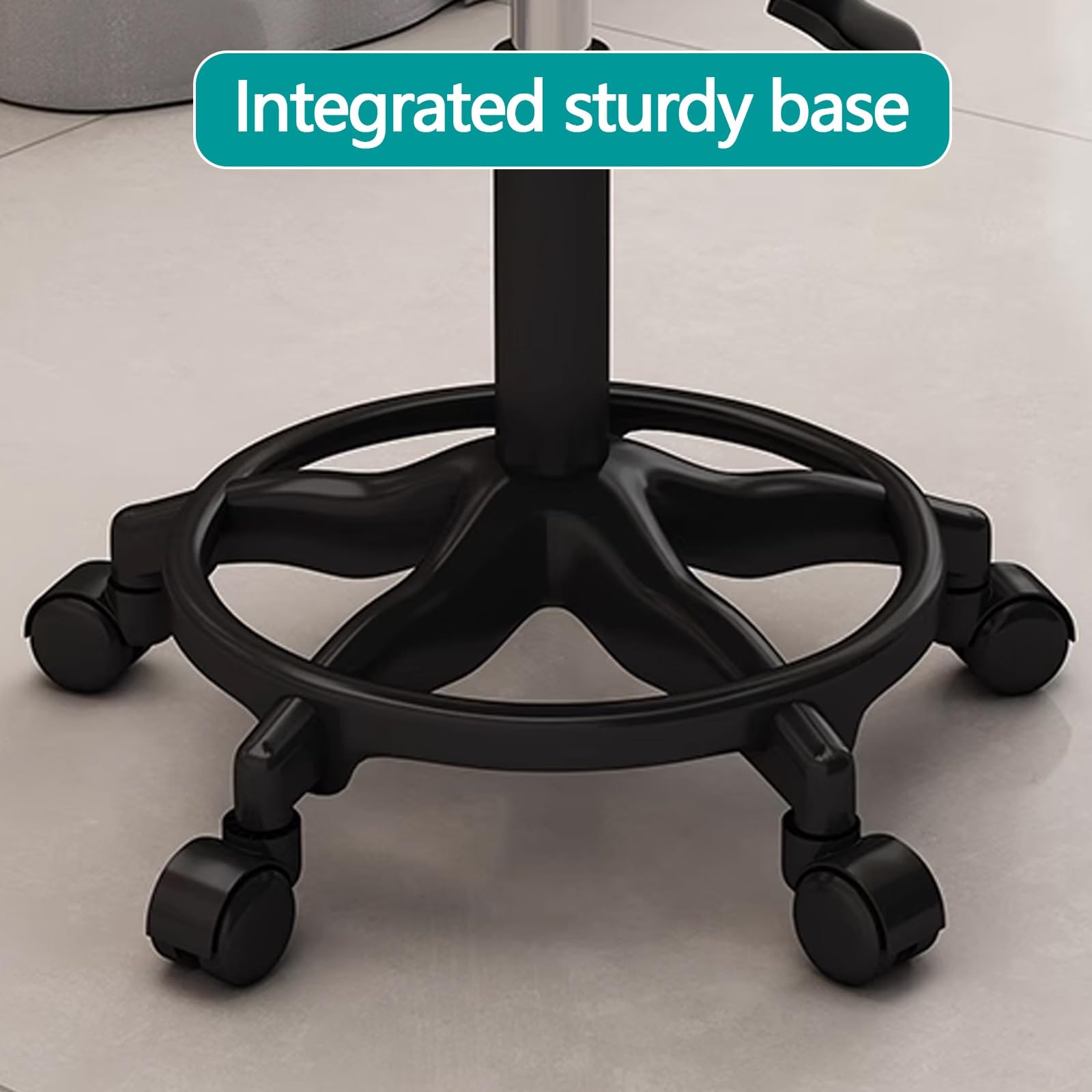 Drehhocker mit Rollen Höhenverstellbar 43-57cm Ergonomischer Hocker Büro