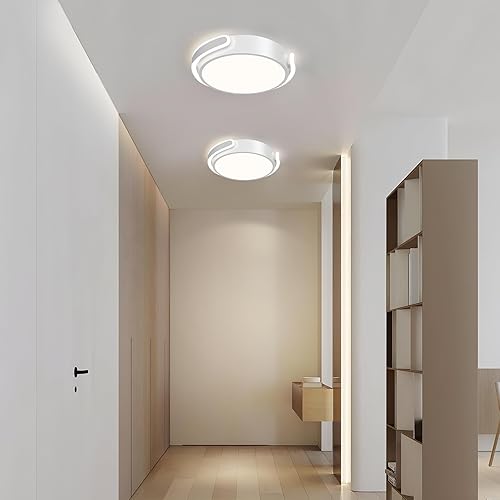 Miniatura 7 de ONESMING Lámpara de techo LED moderna, lámpara de techo blanca empotrada, lámpara de techo redonda minimalista de metal para pasillo, entrada,
