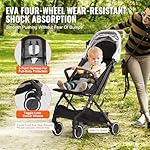 VEVOR Standard Baby Infant Stroller, Toddler Stroller with 95°-150° Adjustable Backrest & & 0/90°Adjustable Footrest & One-Click Folding, Newborn Stroller with Cup Holder and Carry Bag, Light Grey - Image 4