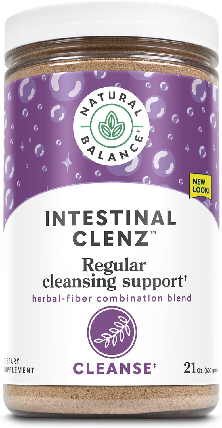 Natural Balance Intestinal Clenz Psyllium Herbal Cleansing Powder for Healthy Digestion, Detox & Regularity Supplement No Gluten 21oz, 120 Servings