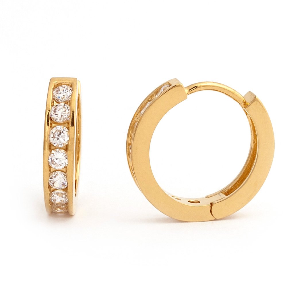 Sterling Silver CZ Hoop Earrings