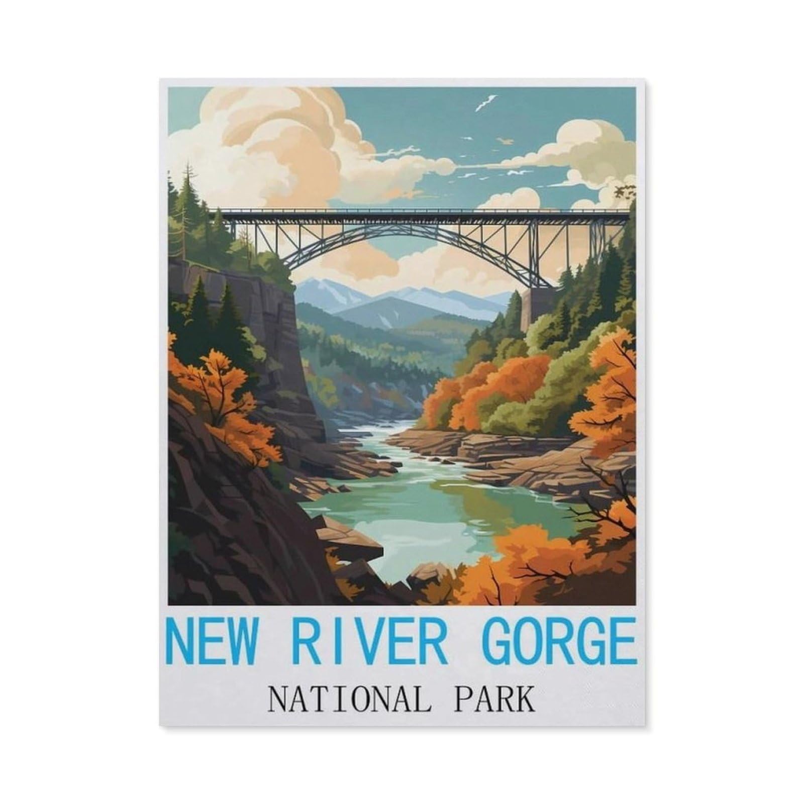 BEAYODKP 5D DIY Diamond Painting，New River Gorge National Park