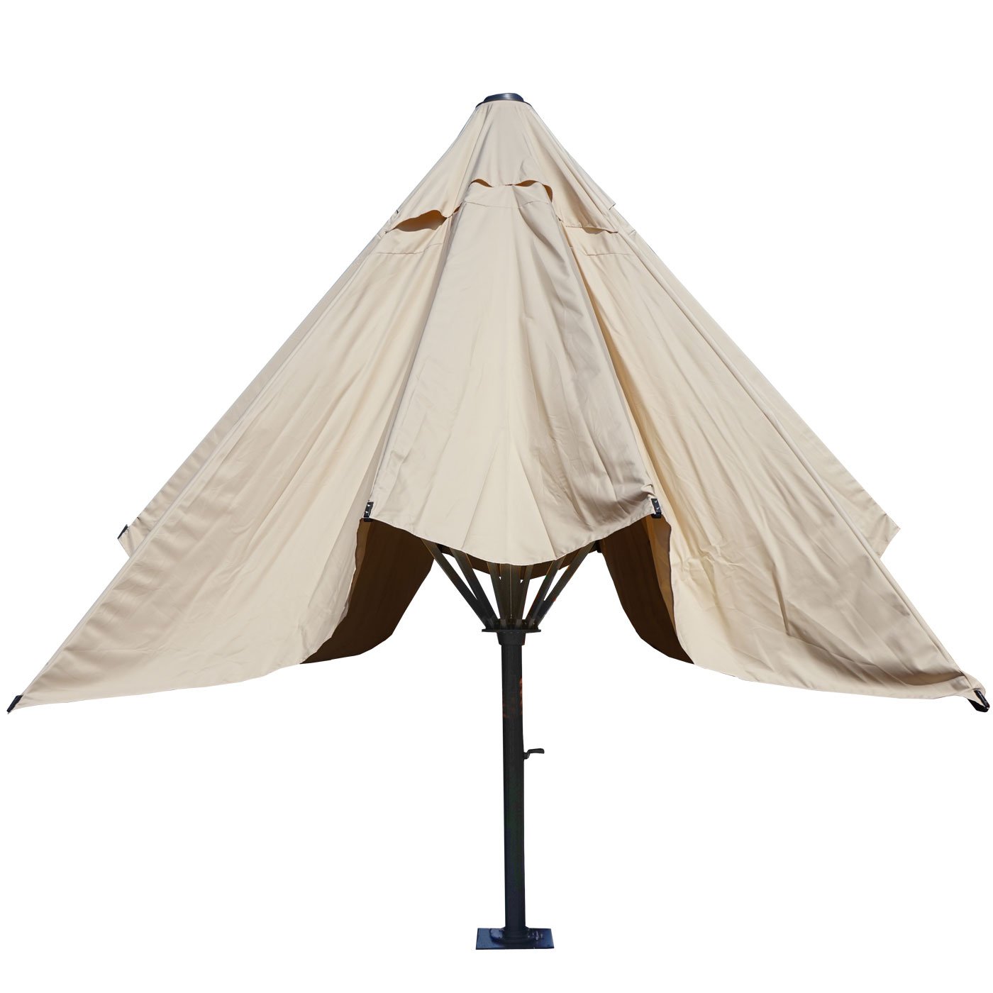 Mendler Gastronomie-Luxus-Sonnenschirm HWC-D20 5x5m - creme | XXL-Schirm, Marktschirm, (Ø7,2m), Polyester/Alu, 90kg