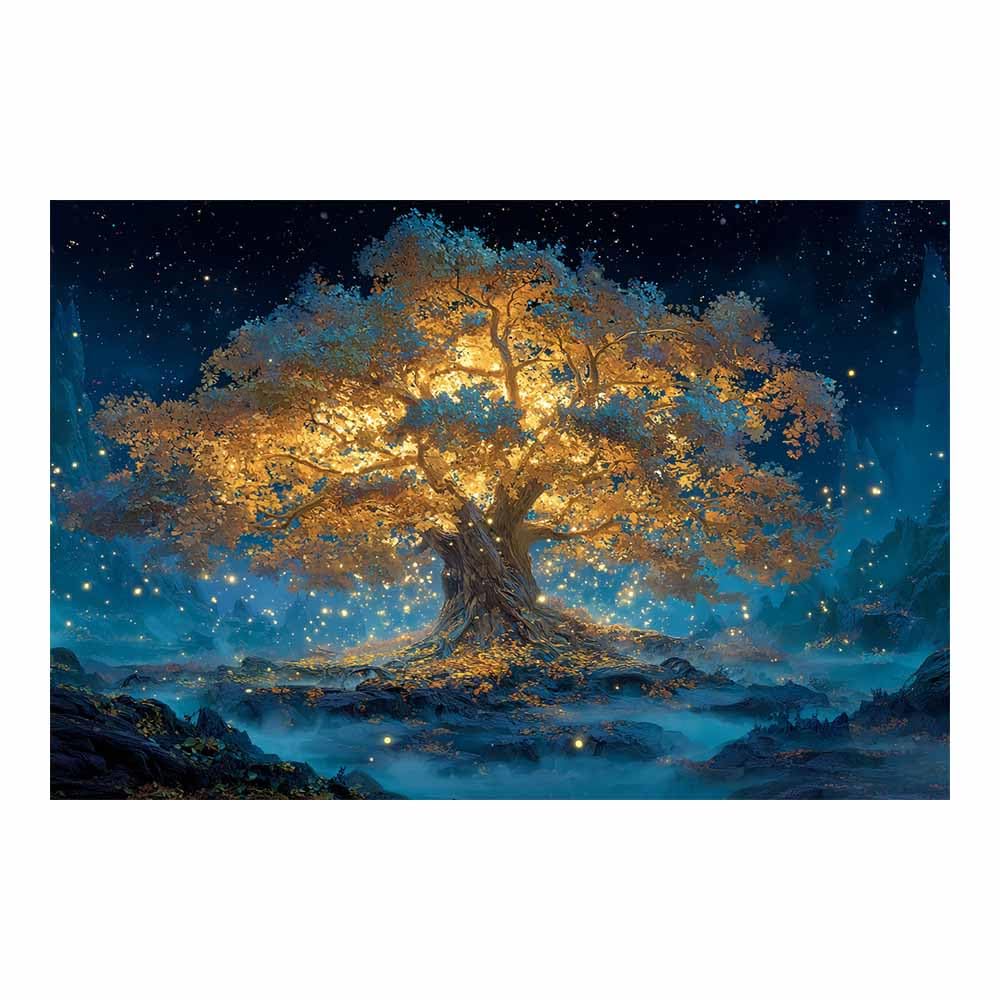 HOQIU Print Canvas Poster Decor Cosmicse e Glows Tree canvas prints, nature wall art, for Bathroom Home Office Decor(Multicolor)-80x120cm Unframed