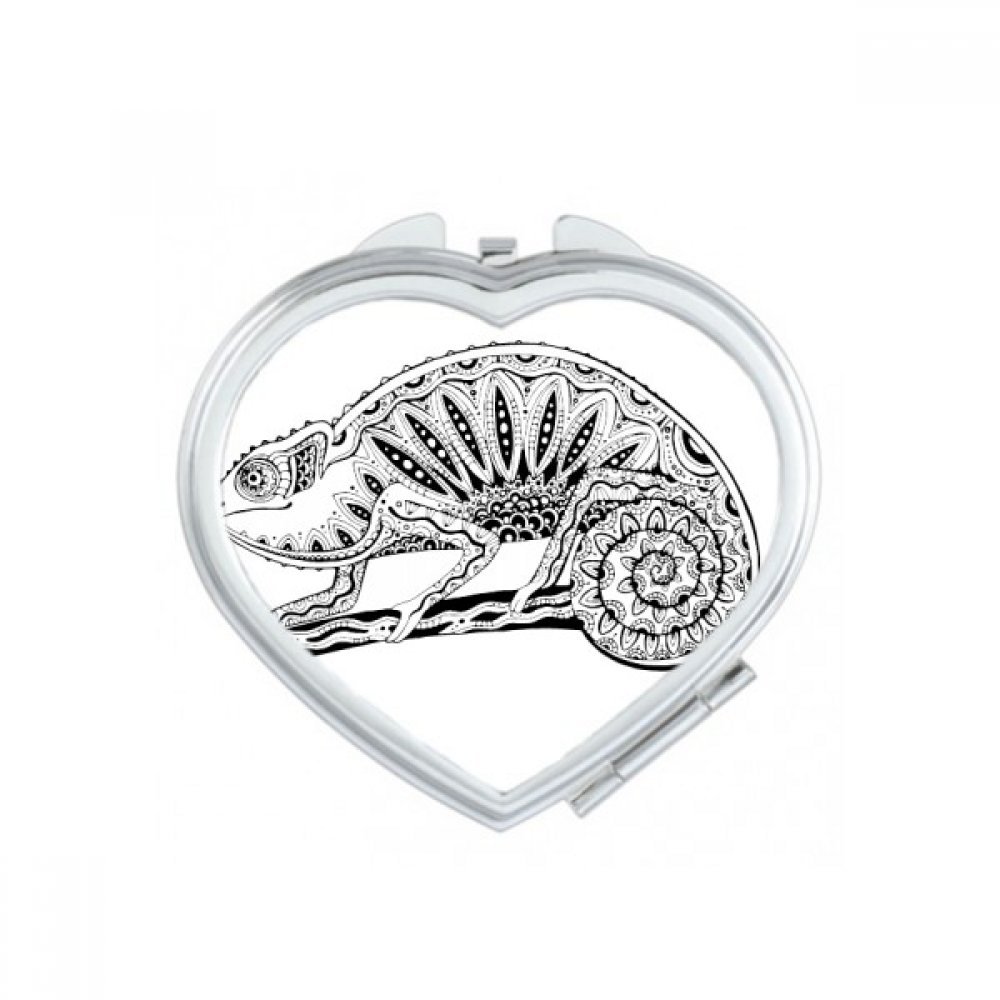 Miroir compact motif lézard sketch, un petit cadeau cœur idéal pour emporter partout avec soi