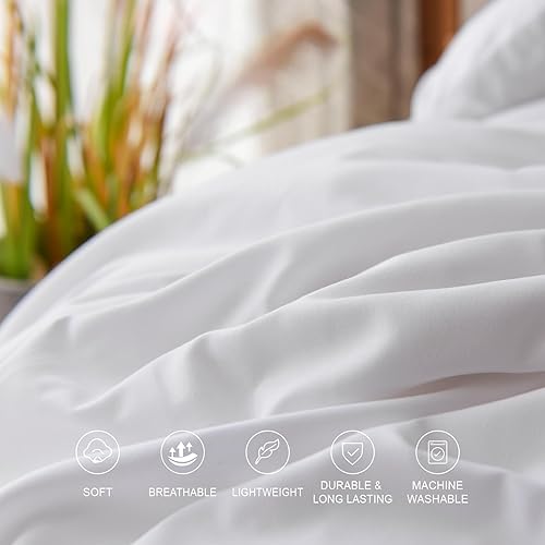 Miniatura 4 de Juego de funda de edredón de 2 piezas, funda de edredón de microfibra ultra suave de doble cepillado con cierre de cremallera y lazos en las