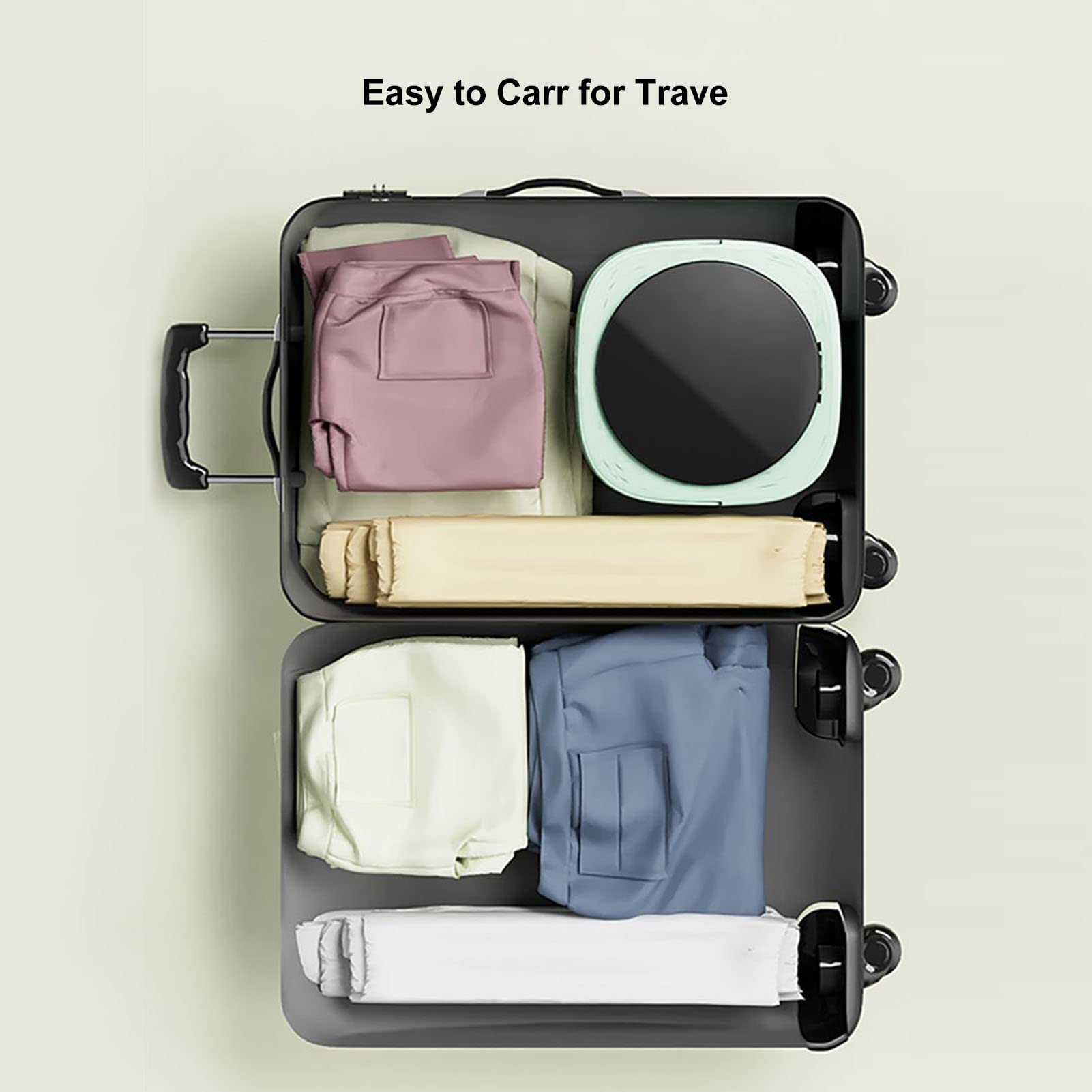 Lavadora Portátil, Mini Lavadora de Cubo Plegable de 6,5 L con Tubo de Drenaje, Lavandería Completamente Automática para el Hogar, Hotel, Camping, RV, para Ropa Interior, (GREEN)