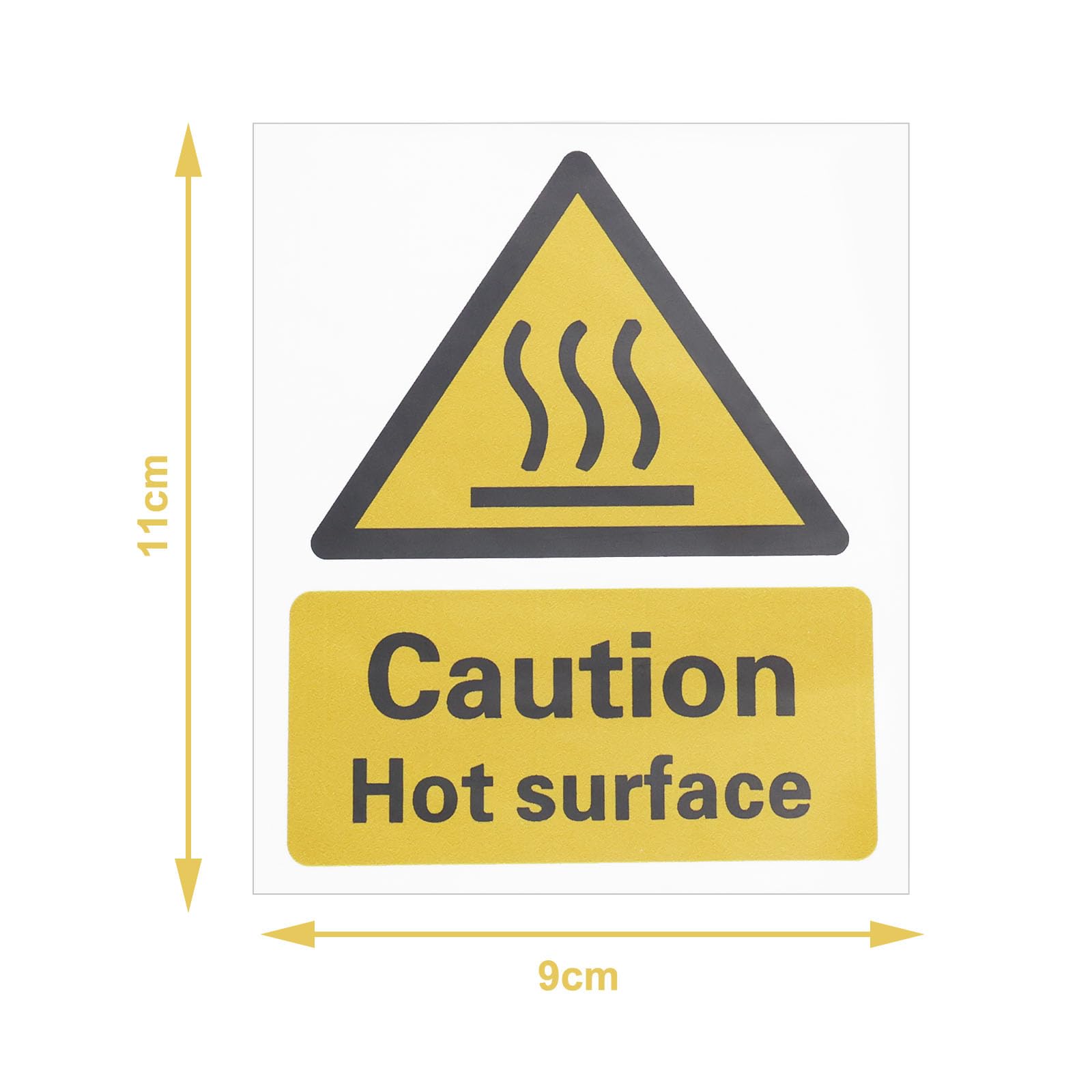 Panneau Avec Inscription « Caution Hot Surface » Avec Autocollant Adhésif, Argent/or/jaune/rouge Gravé Avec Symbole D'icône Universelle Et Texte