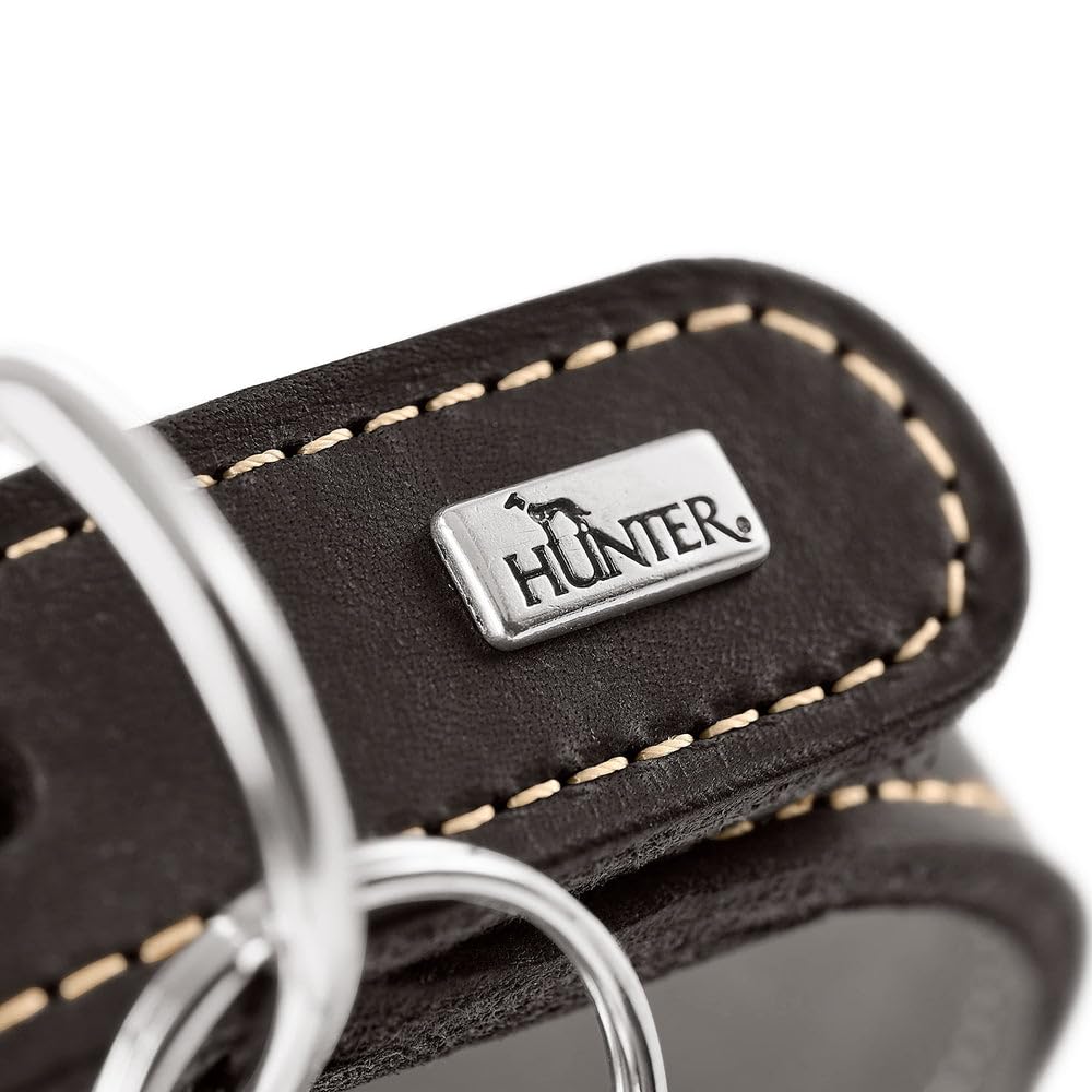 HUNTER Collar para Galgos Aalborg Color Oliva, Piel Suave Resistente, Ideal para Galgos, diseño Que distribuye la presión, Protege la Garganta, Fabricado en Alemania, Talla 52