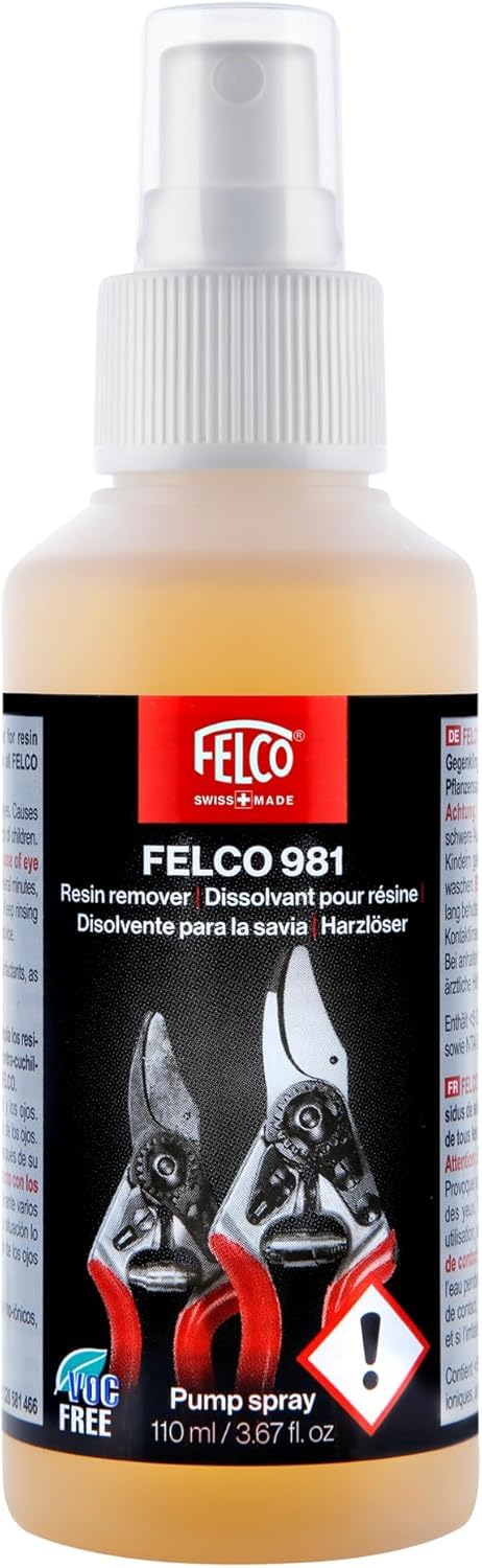 FELCO 14 Kompakte Profi-Gartenschere Bypass 18 mm für kleine Hände mit Lederholster 910 Black und Schmierfett 981