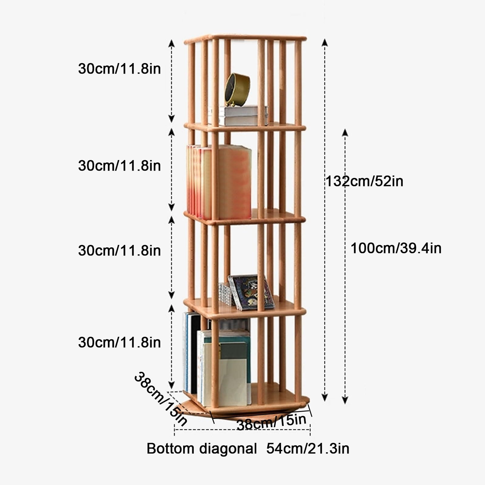 Amazon｜回転式本棚 3段/4段 360°回転 書棚 大容量 回転ラック 絵本棚