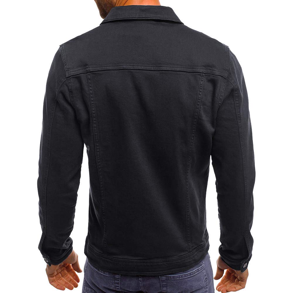 Veste en Jean Homme sans Capuche Longue Blouson Jean Militaire Multi-Poches Col Revers Slim Décontractée Vintage Pas Cher Sweat Moto Printemps Eté