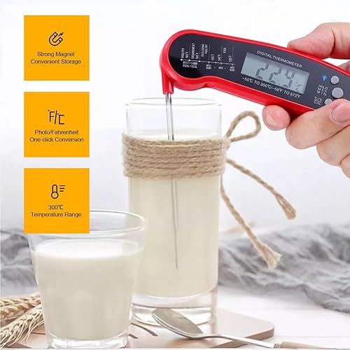 Miniatura 4 de Termómetro digital impermeable para carne de lectura instantánea para parrilla con luz de fondo, termómetro de calibración de alimentos de cocina