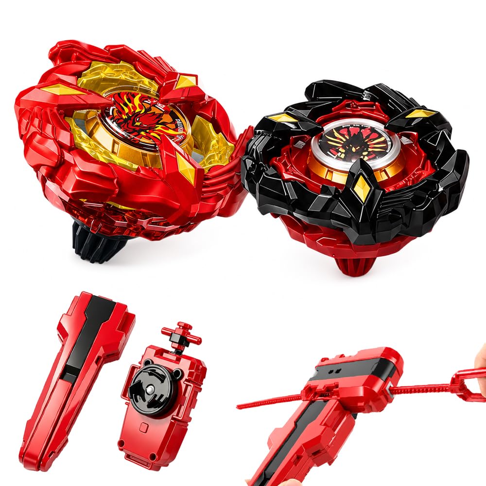 Spinning Tops Set, 2 Packs Right-Spin Starter Pack, with X String Launcher