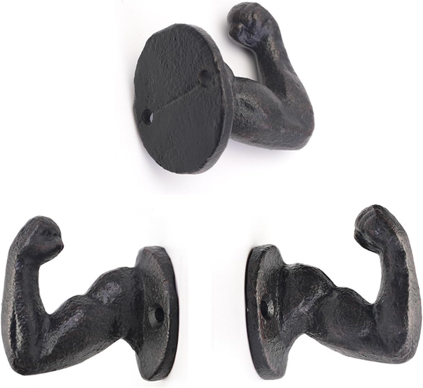 Arm Shape Cast Iron Hooks, Wall Mounted Coat Hook Metal Clothes Hanger, Chic Vintage Rustic Wall Decor (4pcs)