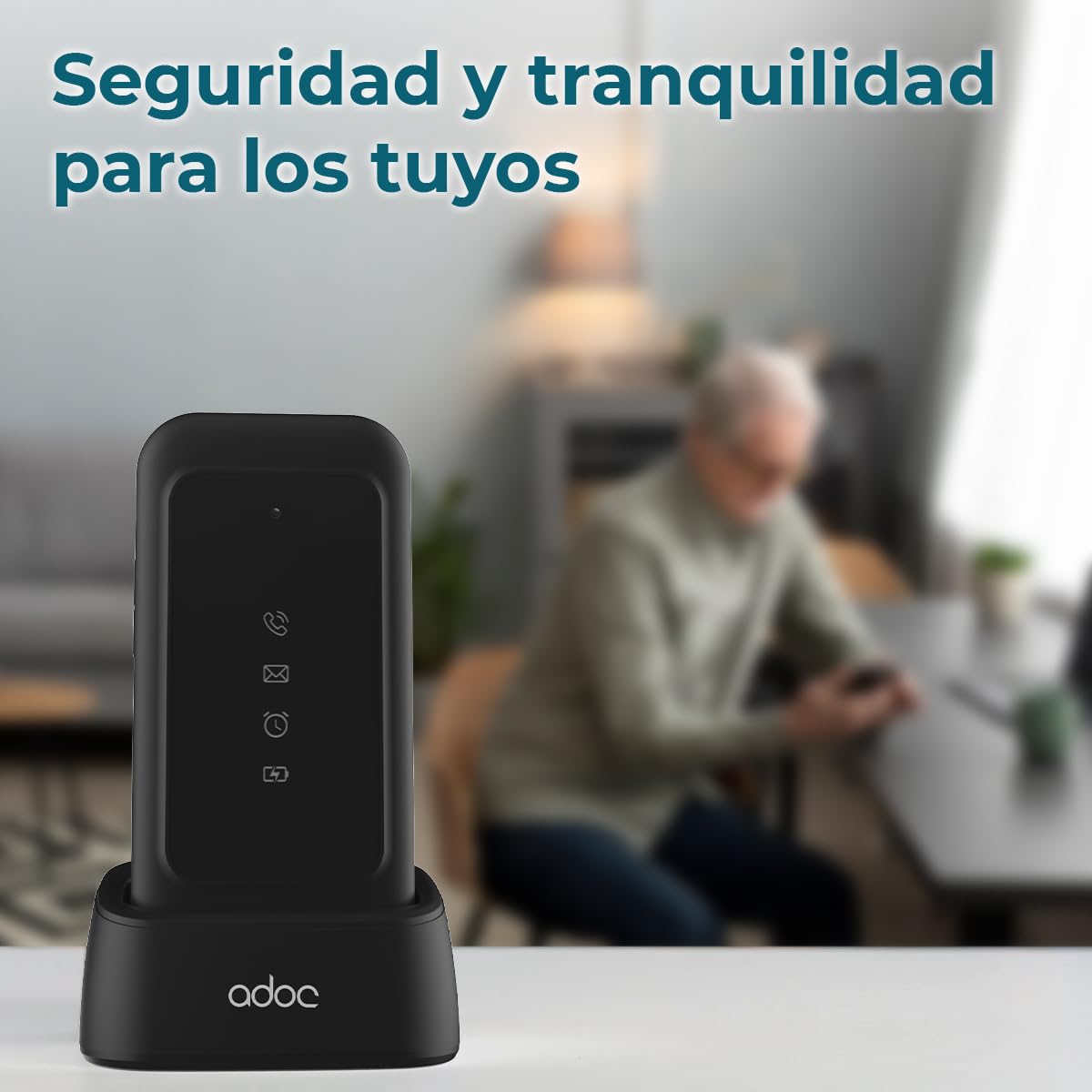 ADOC SC04 Móvil para Mayores con Whatsapp | Teléfono 4G de Tapa con Pantalla Táctil y Teclas Grandes | Botón SOS | Base de Carga | WiFi, Bluetooth | Teléfono Fácil de Usar para Personas Mayores