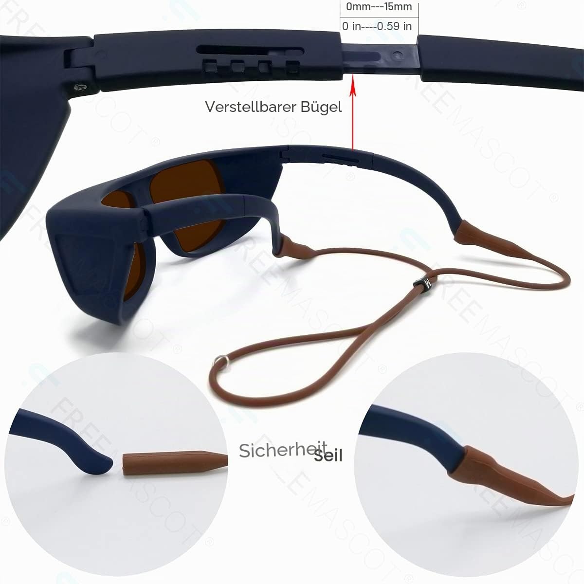 FREEMASCOT Professionelle OD 6+ 190-550nm / 800-1700nm Laser-Schutzbrille für 405nm, 450nm, 532nm, 808nm, 980nm, 1064nm Laser
