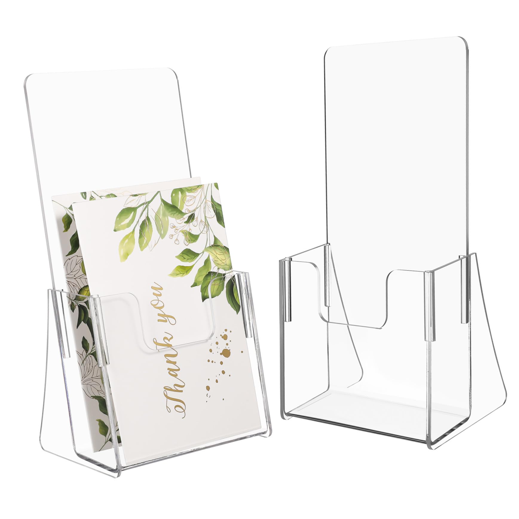 Porte-brochures en Acrylique Transparent Transmission Lumineuse Solide et Robuste Lot de 2 pour Organiser Brochures et Menus Bureau