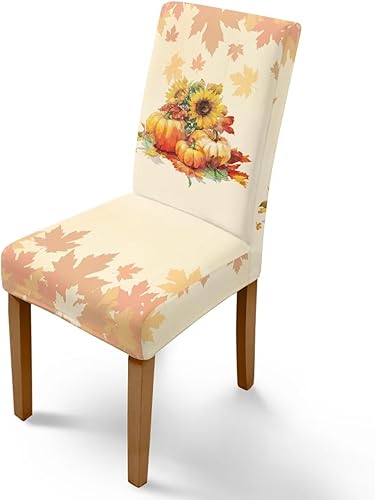 Miniatura 76 de Rnyleeg Fall Autumn Seat Covers for Dining Chairs Set of 4 Sunflower Themed Stretch Dining Chair Covers Soft Comfy Chair Slipcovers for Cocktail