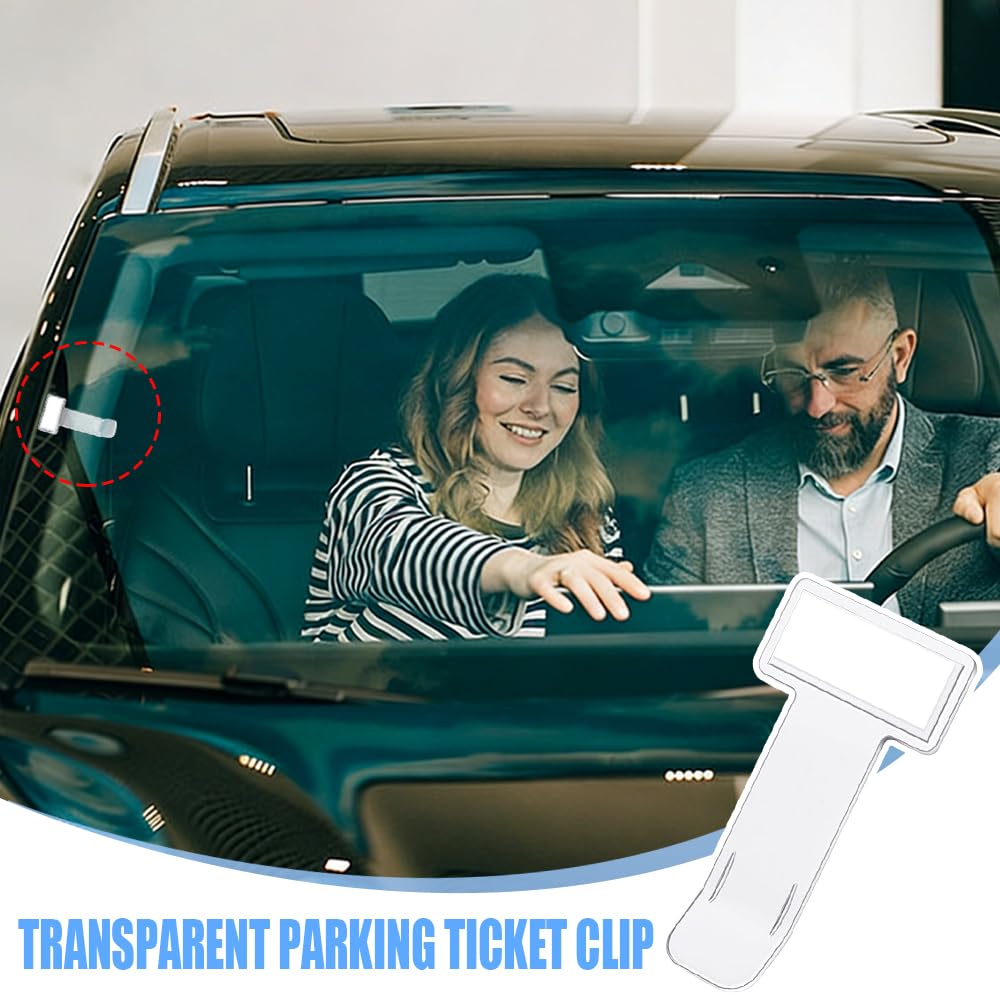 20 Piezas Clip para Boletos de Parabrisas Autoadhesivo Pinza Transparente Ticket Coche Soporte Pinzas de Plástico para Billetes de Aparcamiento para Coches Caravanas Camiones Parabrisas