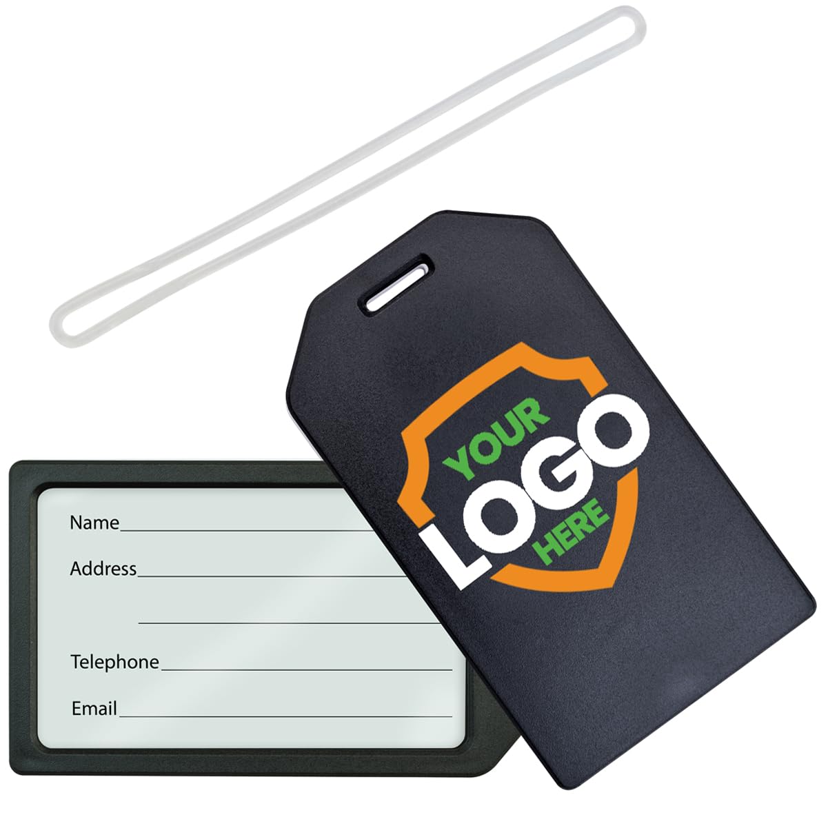 10 Pack - Bulk Custom Luggage Tags - Heavy Duty Personalized Bag Tag for Suitcases or Backpack - Hard Plastic - Add Company Logo, School I’D, Photo -