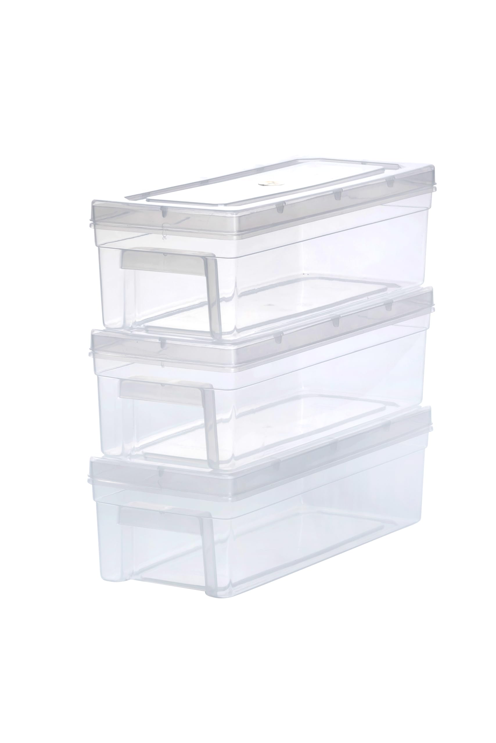 Chetan Plastic Storage Boxes, Transparent Containers, Medium Boxes With Lock System for Jewellery/Medicines/Stationery/Cosmetics/Accessories - 31x9x12 CM - Pack of 3 (Size No - 44)-image-10