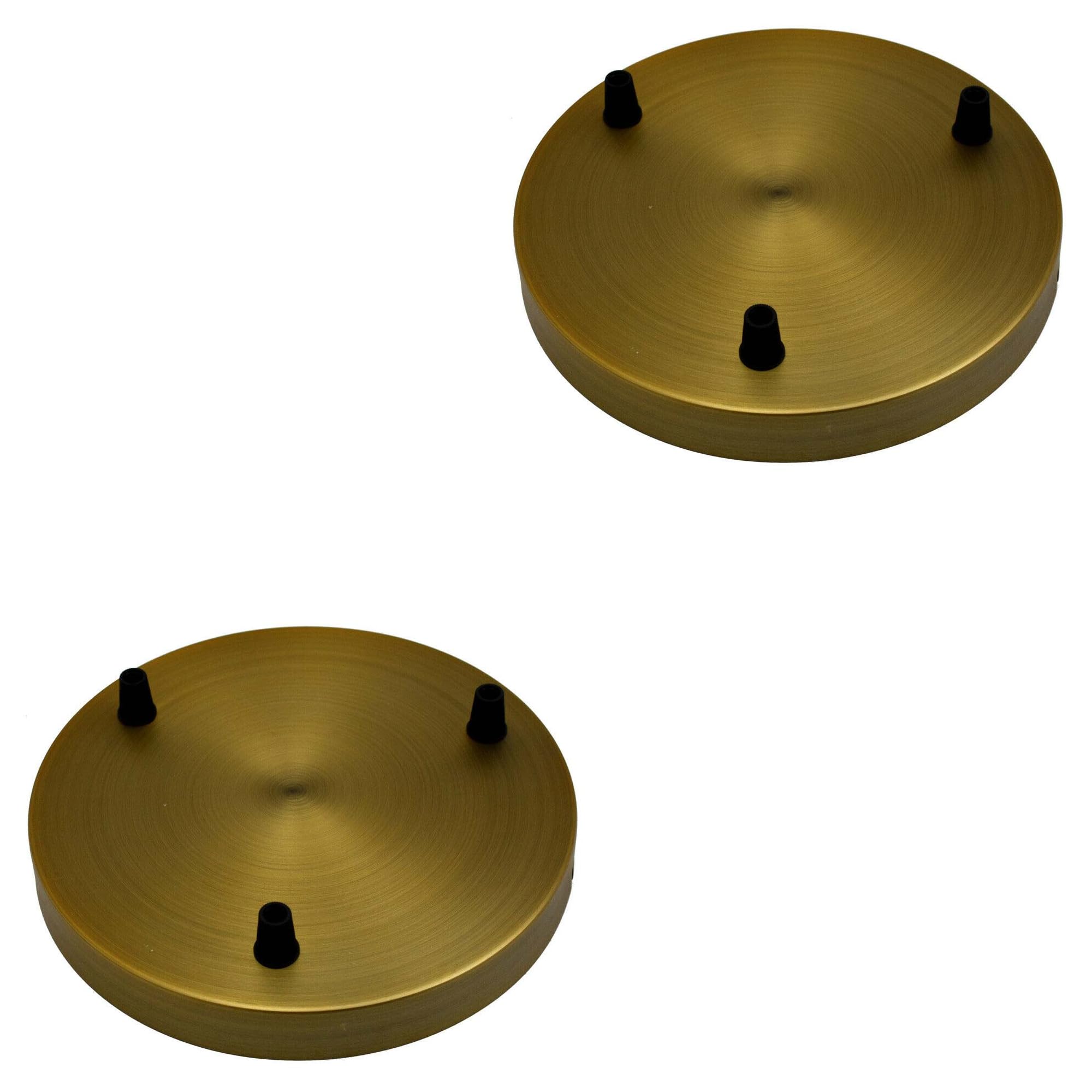 2 Pack Yellow Brass Ceiling Rose 3 Outlet 200mm Metal Round Light Fitting Base for Pendant Lamp Holders Modern Ceiling Fixture Plate Canopy Ideal for Stylish Home Lighting and Decorative Hanging Light